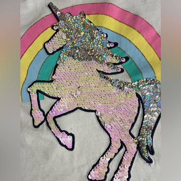 Girls Rainbow Unicorn sequin long sleeve T-shirt - Picture 2 of 6